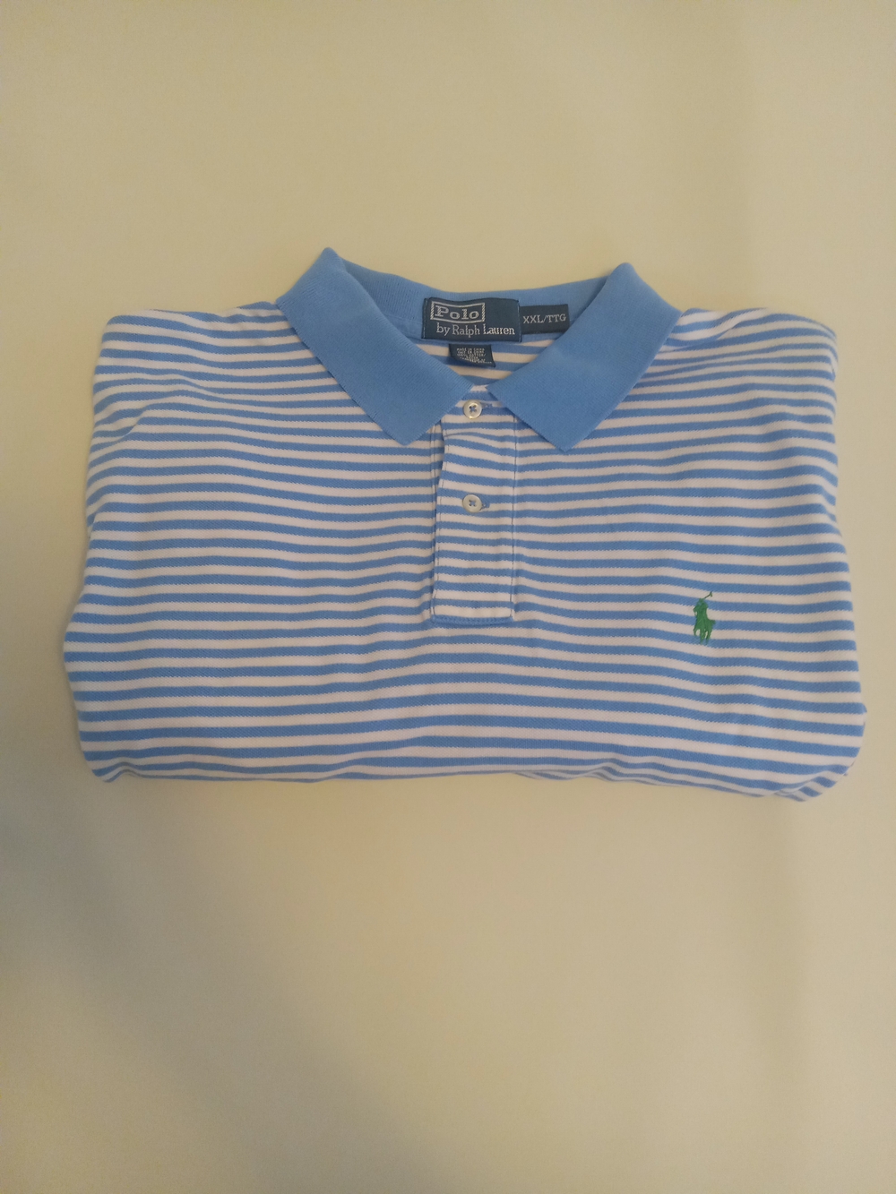 Polo by Ralph Lauren Light Blue & White Striped Polo Mens Sz XXL